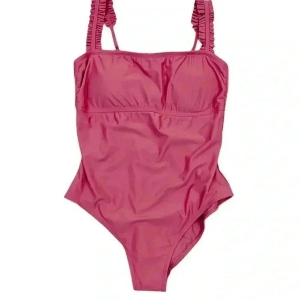 Kona Sol One Piece Pink Ruffle Strap Swimsuit Sz. Small NWT - Picture 3 of 6